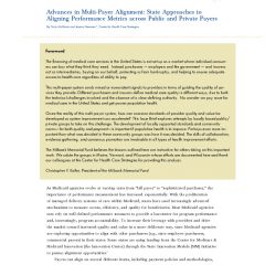 Advances in Multi-Payer Alignment: State Approaches to Aligning Performance Metrics Across Public and Private Payers