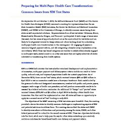 Preparing for Multi-Payer Health Care Transformation: Common Issues from SIM Test States