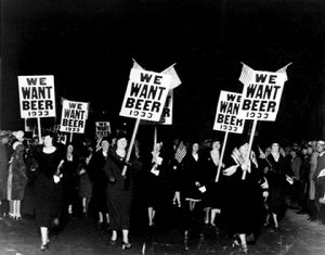 Women turn out in large numbers, some carrying placards reading "We want beer," for the anti prohibition parade and demonstration in Newark, N.J., Oct. 28, 1932. More than 20,000 people took part in the mass demand for the repeal of the 18th Amendment. (AP Photo)