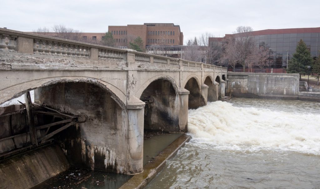 Flint river seen from downtown Flint. Photo courtesy of Virgina Tech.