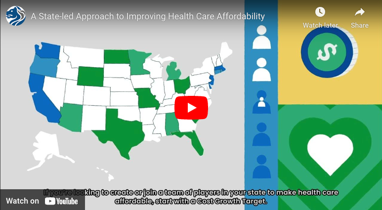 US map showing health care cost growth target states